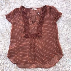 Anthropology  Meadow Rue Sheer Burnt Orange Blouse